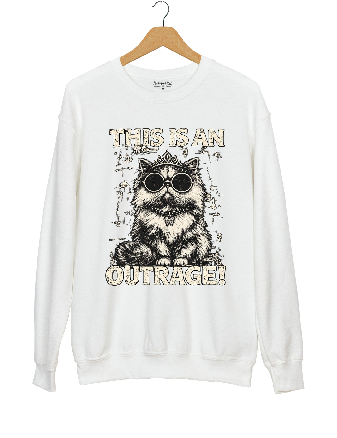 This Is an Outrage Princess Donut Vintage Cat Sweatshirt - White