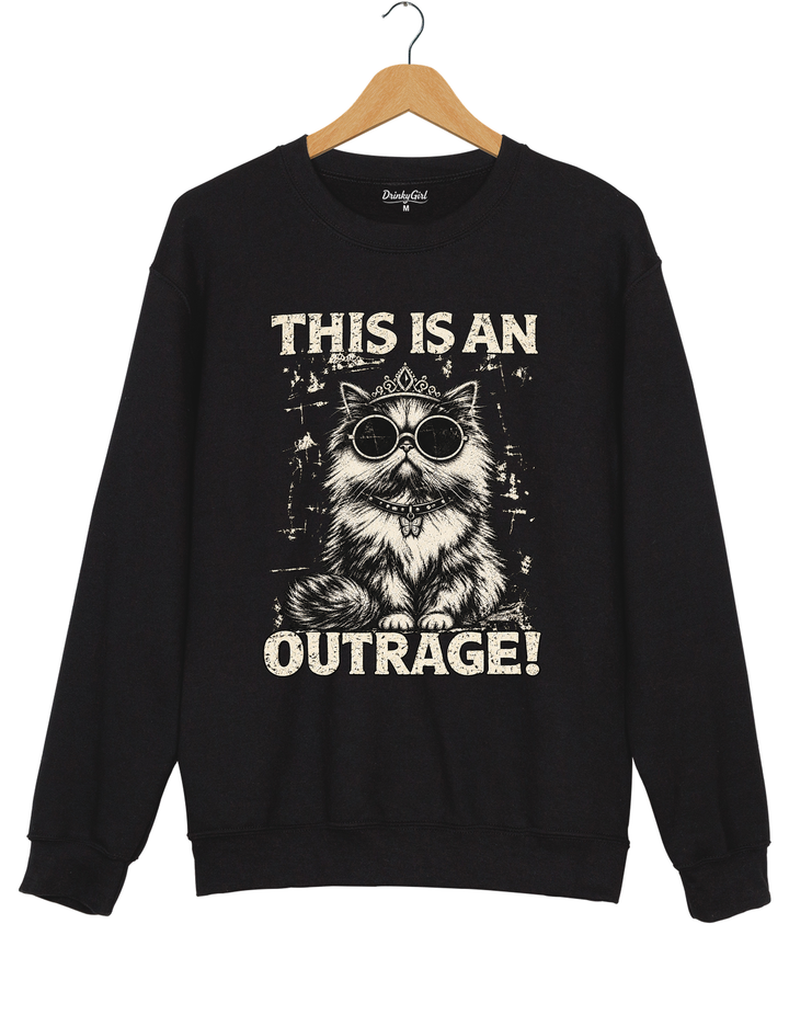 This Is an Outrage Princess Donut Vintage Cat Sweatshirt - Black