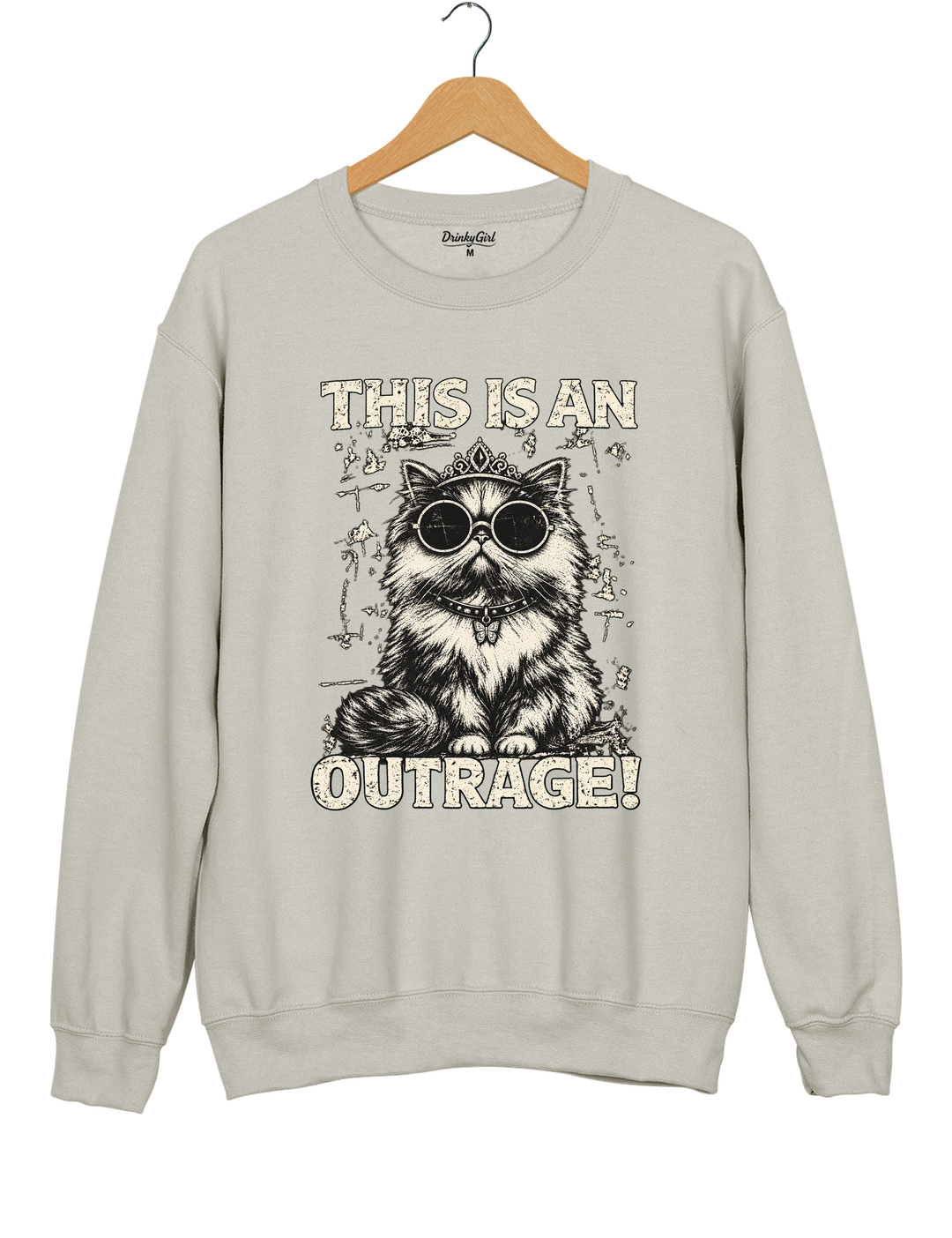 This Is an Outrage Princess Donut Vintage Cat Sweatshirt - Gray