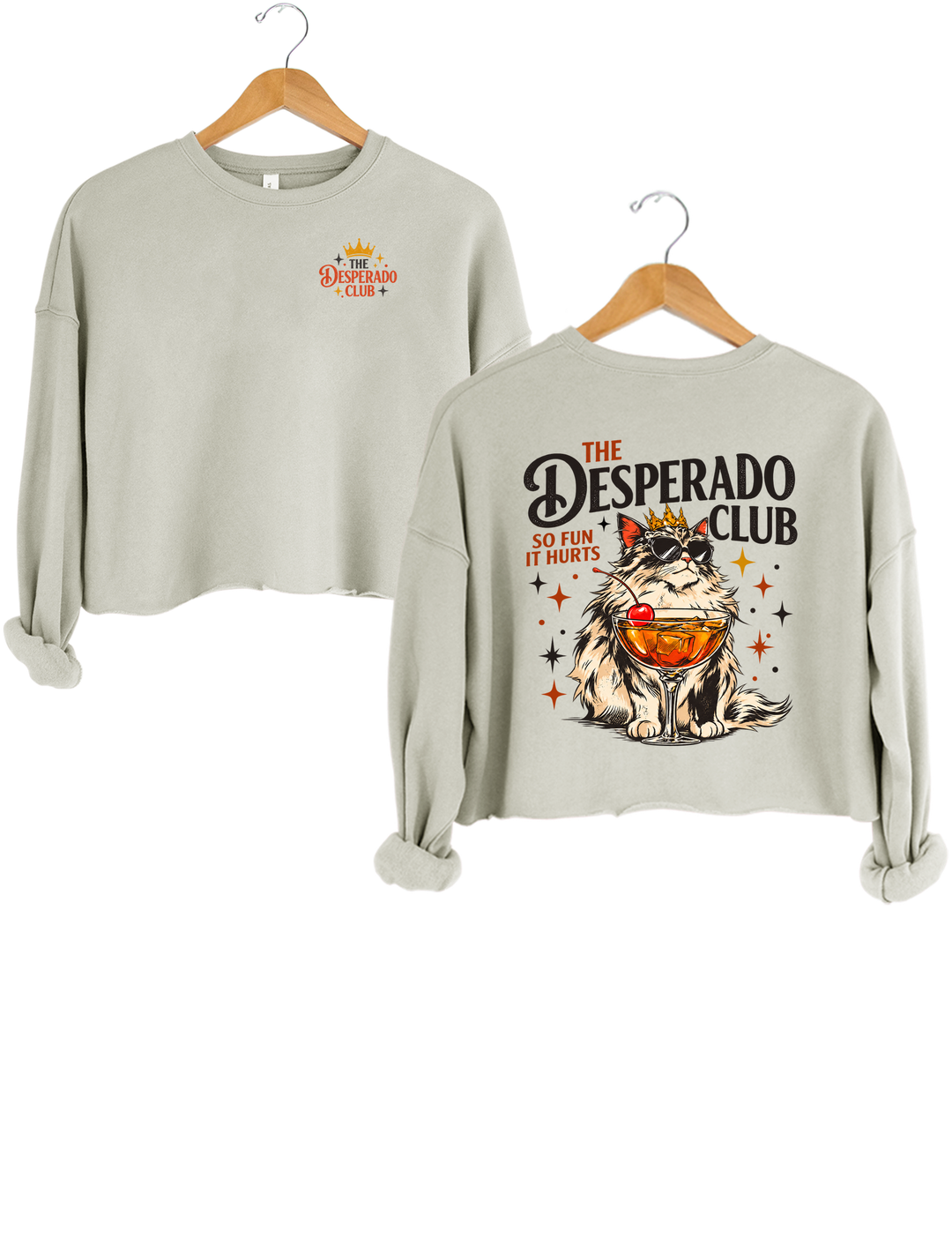The Desperado Club Princess Donut Cat Cocktail Crop Sweatshirt - Gray