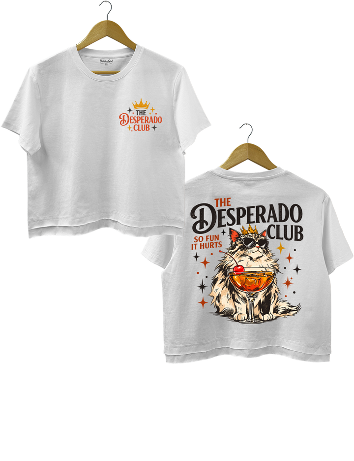 The Desperado Club Princess Donut Cat Cocktail Crop Top - White