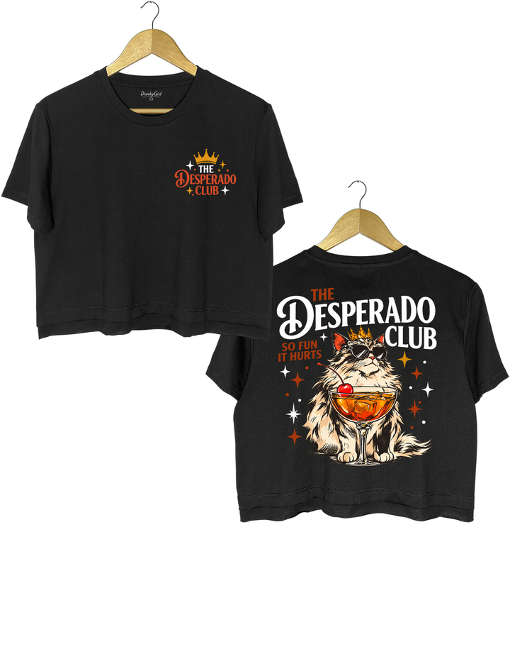 The Desperado Club Princess Donut Cat Cocktail Crop Top - Black