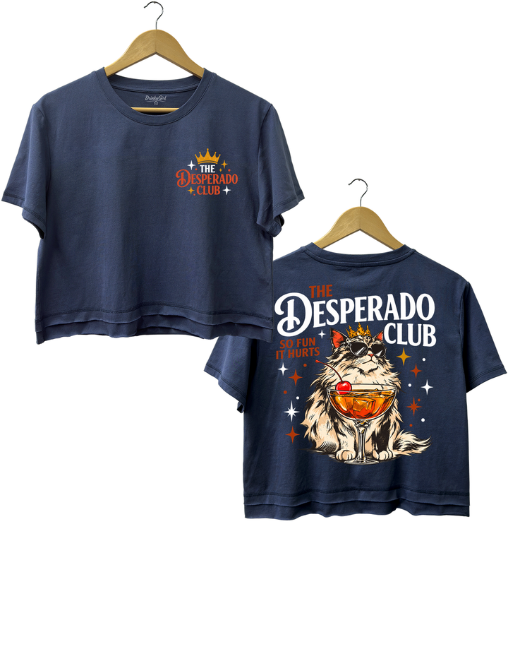 The Desperado Club Princess Donut Cat Cocktail Crop Top - Navy Blue