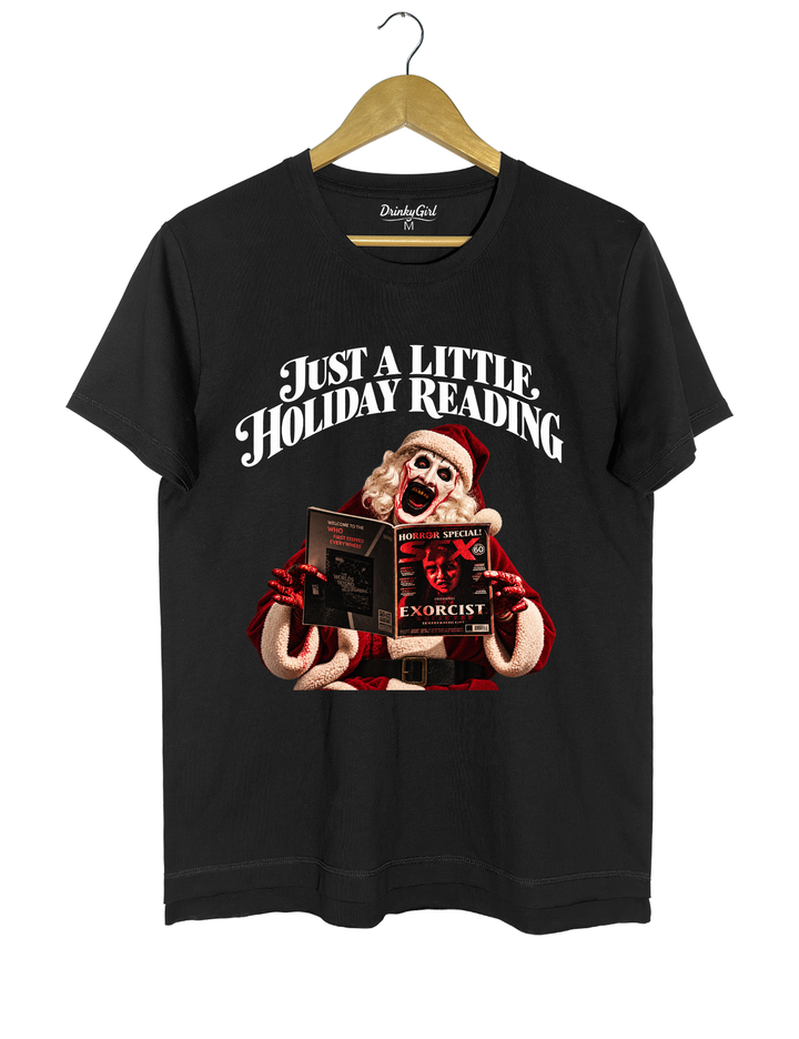 Just a Little Holiday Reading Horror Santa Tee - Black