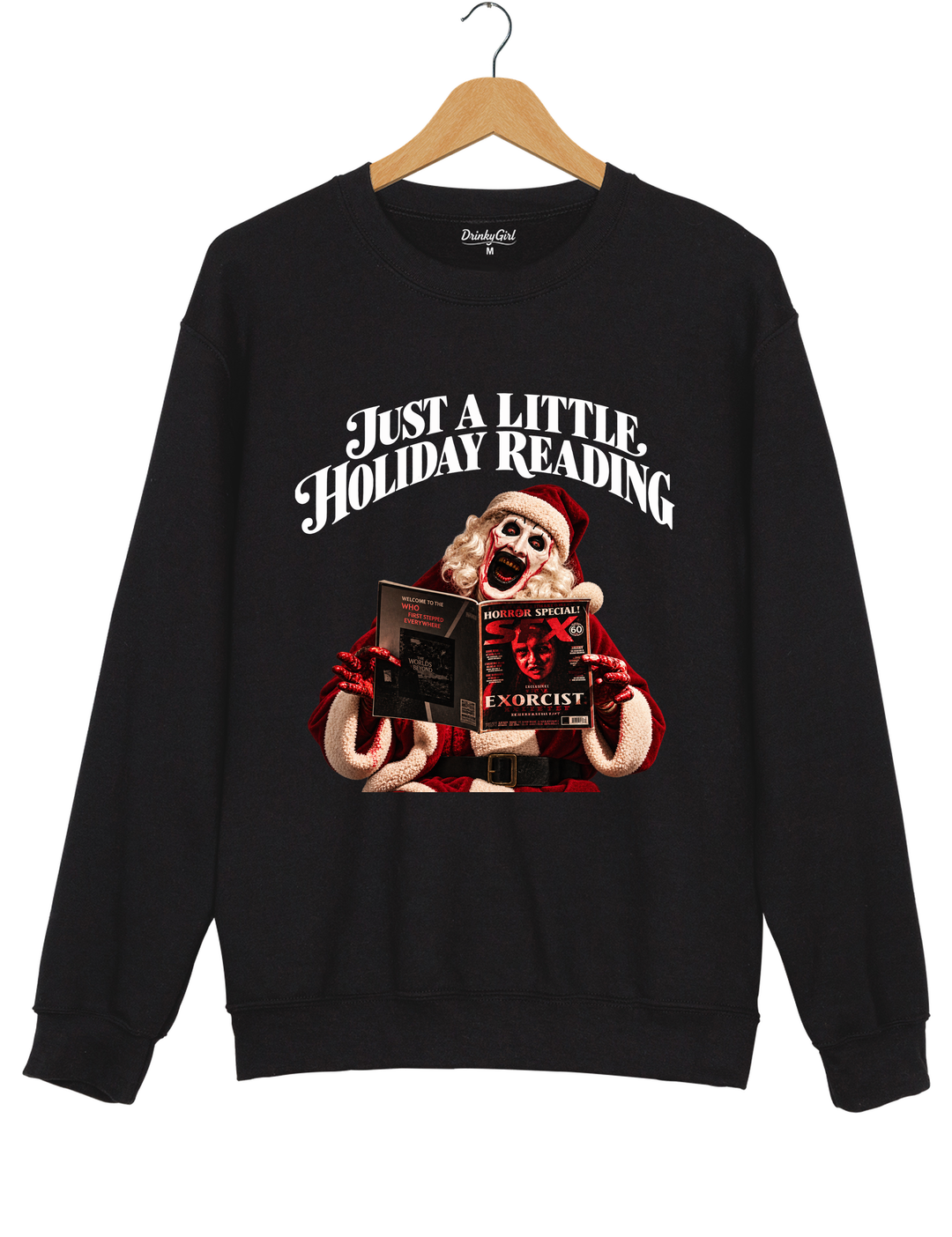 Just a Little Holiday Reading Horror Santa Sweatshirt - Black