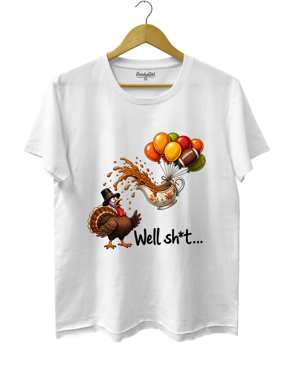 Well Sht Turkey and Flying Gravy Boat Tee - White