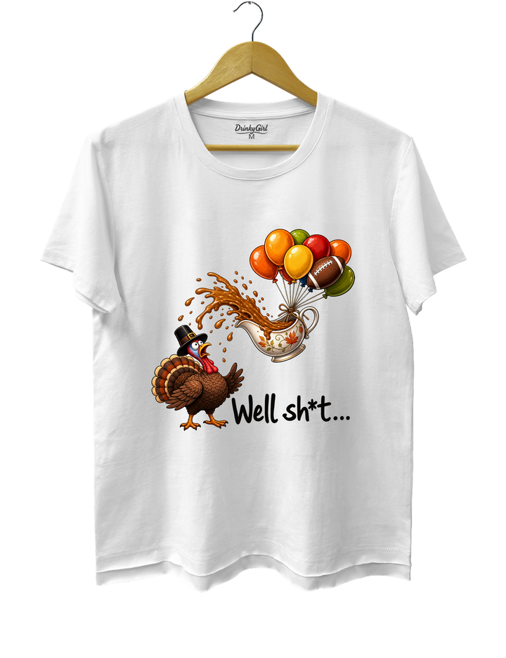 Well Sht Turkey and Flying Gravy Boat Tee - White