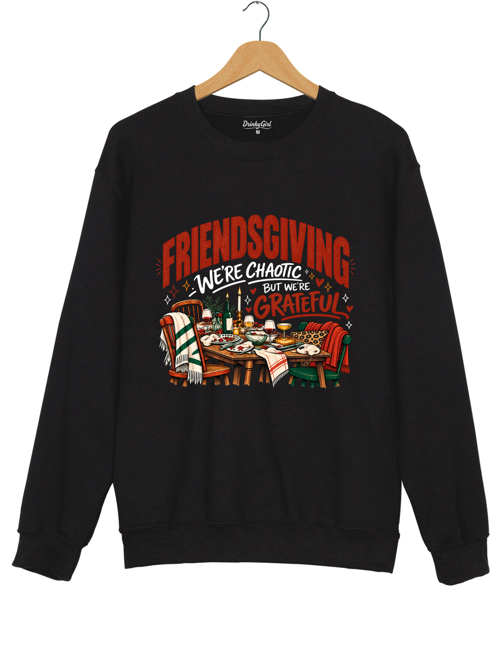 Friendsgiving We're Chaotic but We're Grateful Sweatshirt - Black