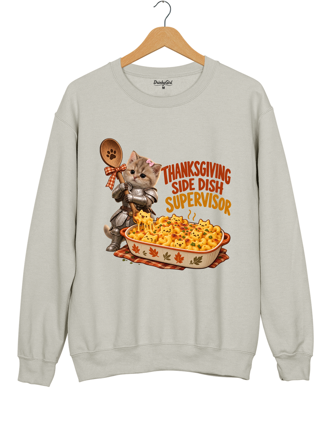 Thanksgiving Side Dish Supervisor Knight Kitten Mac and Cheese Sweatshirt - Gray