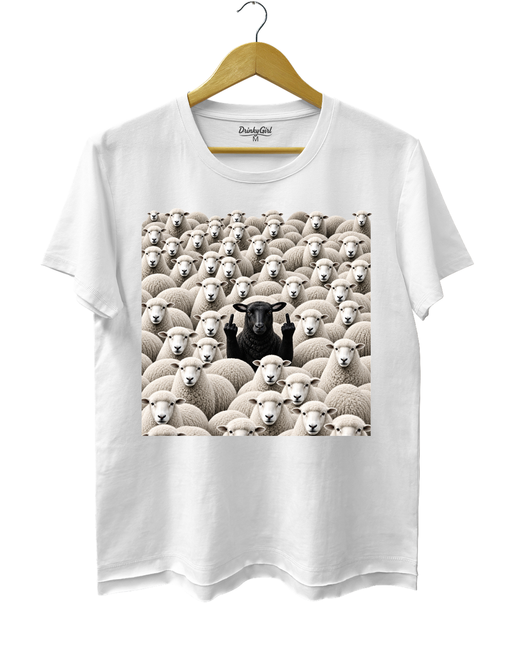 Black Sheep Among White Sheep Double Middle Finger Tee - White