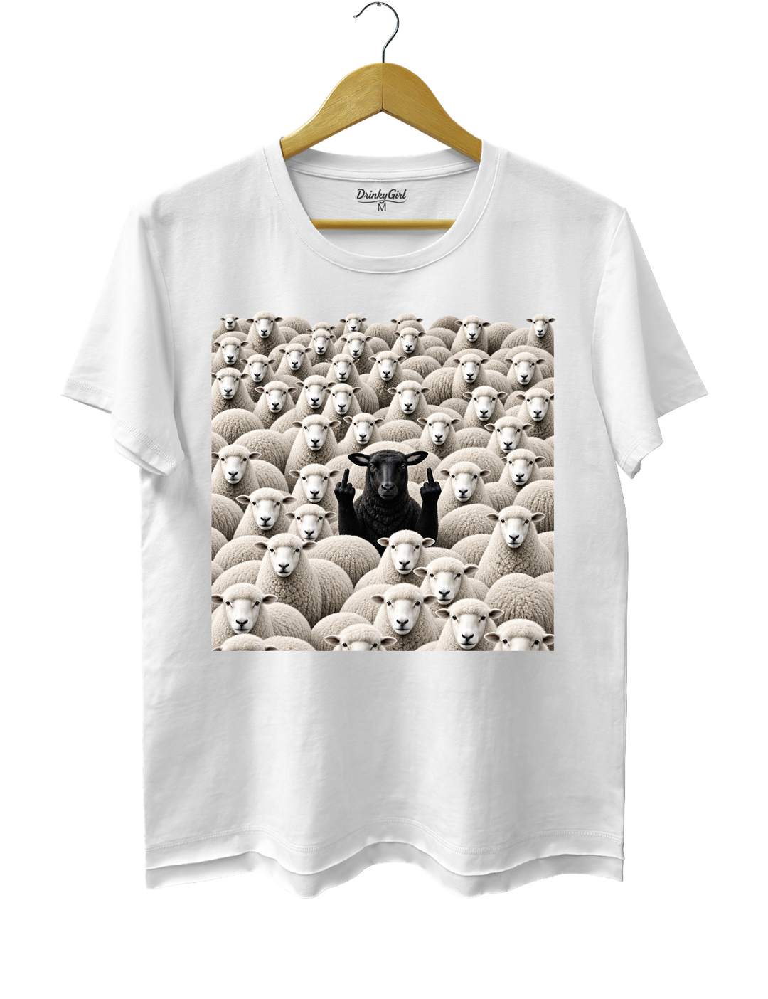 Black Sheep Among White Sheep Double Middle Finger Tee - White
