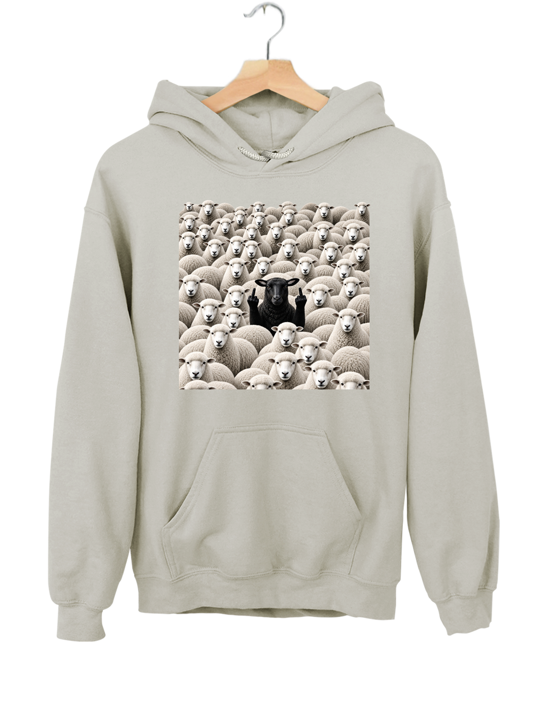 Black Sheep Among White Sheep Double Middle Finger Hoodie - Gray