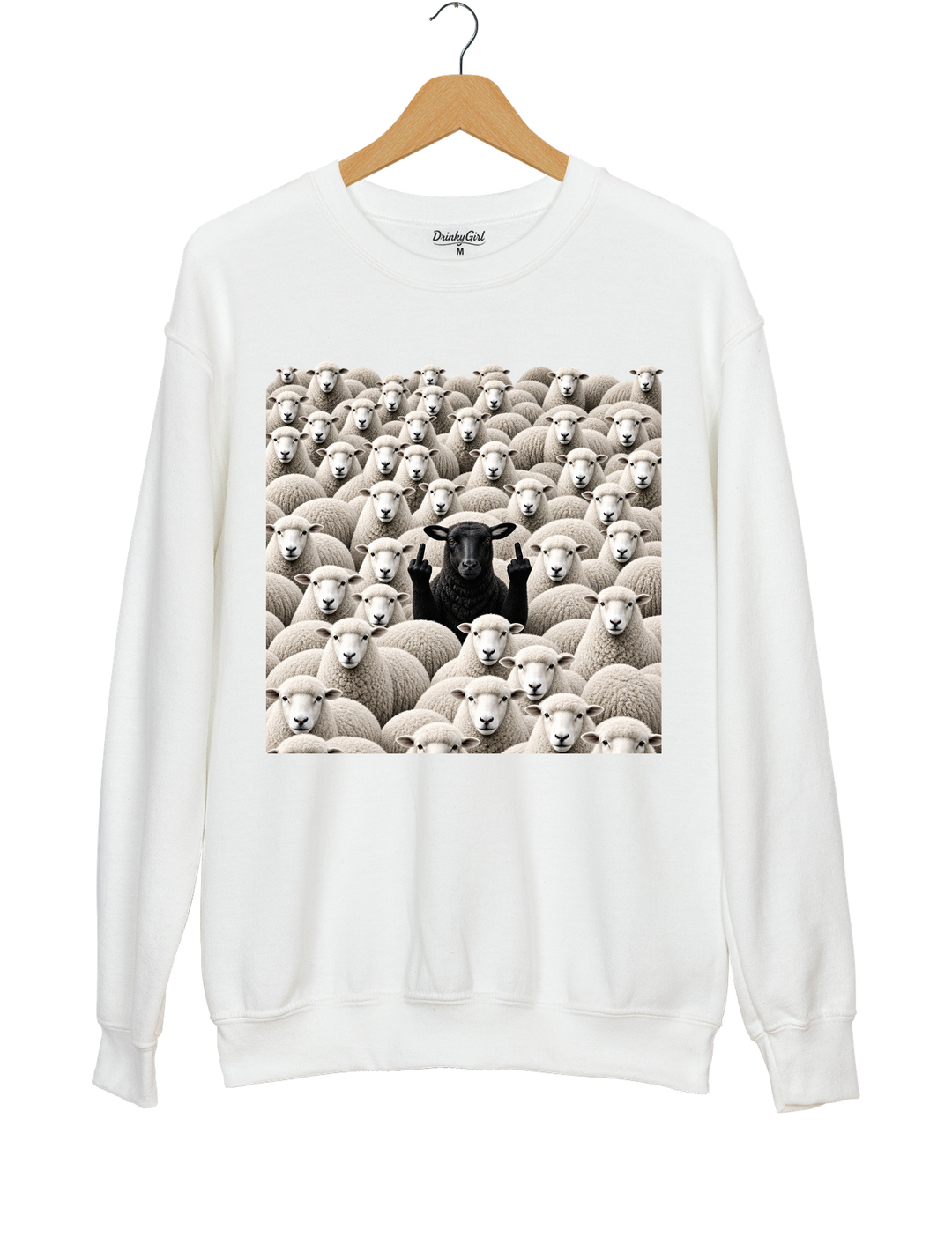 Black Sheep Among White Sheep Double Middle Finger Sweatshirt - White