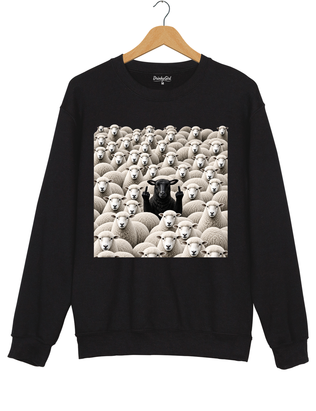 Black Sheep Among White Sheep Double Middle Finger Sweatshirt - Black