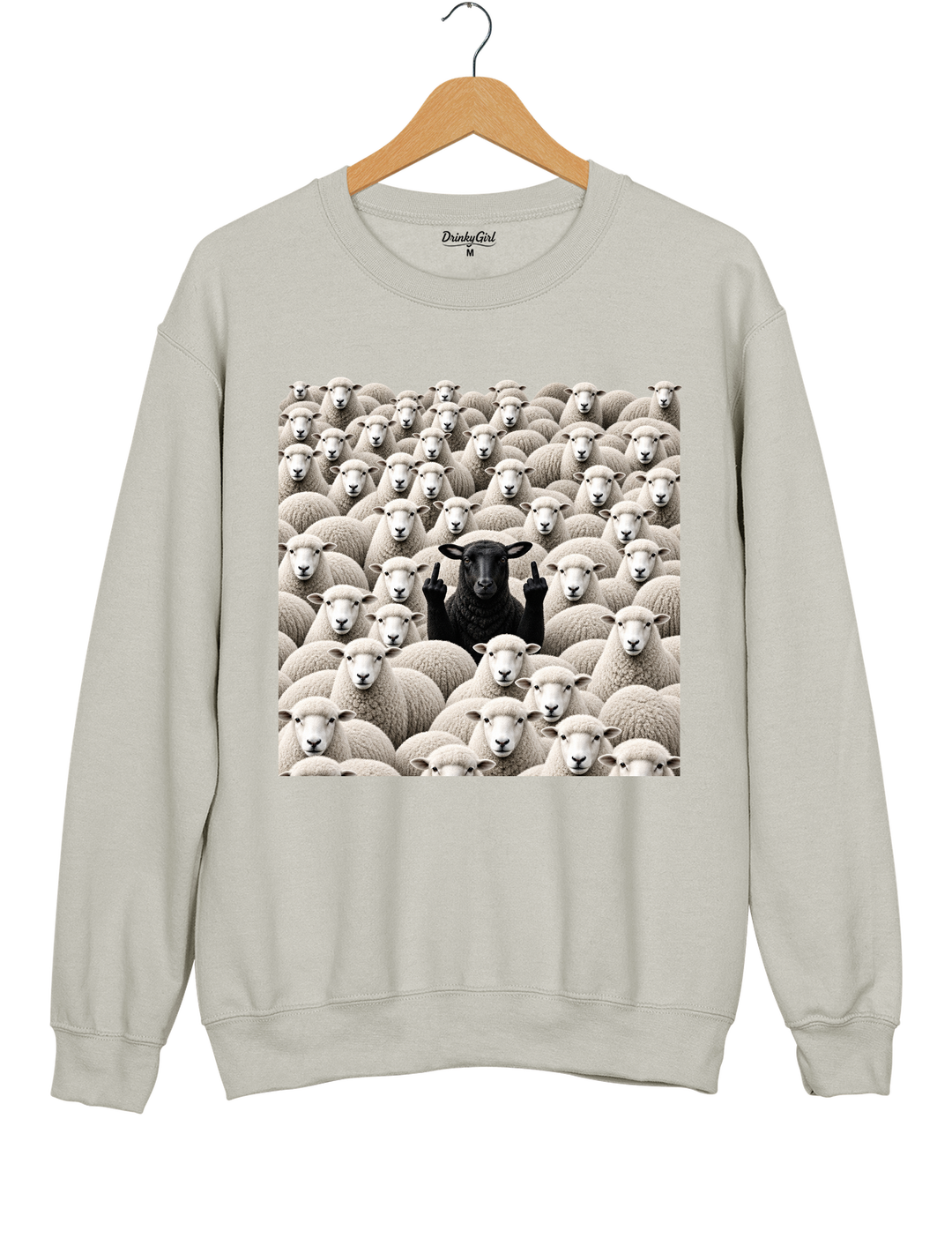 Black Sheep Among White Sheep Double Middle Finger Sweatshirt - Gray