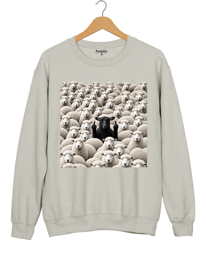 Black Sheep Among White Sheep Double Middle Finger Sweatshirt - Gray