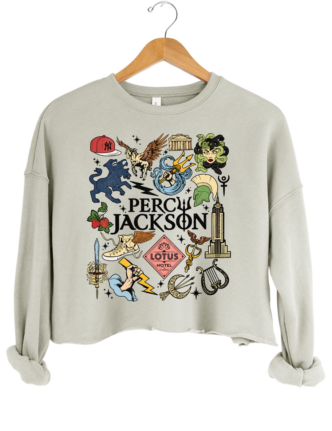 Percy Jackson Olympians Symbols Crop Sweatshirt - Gray