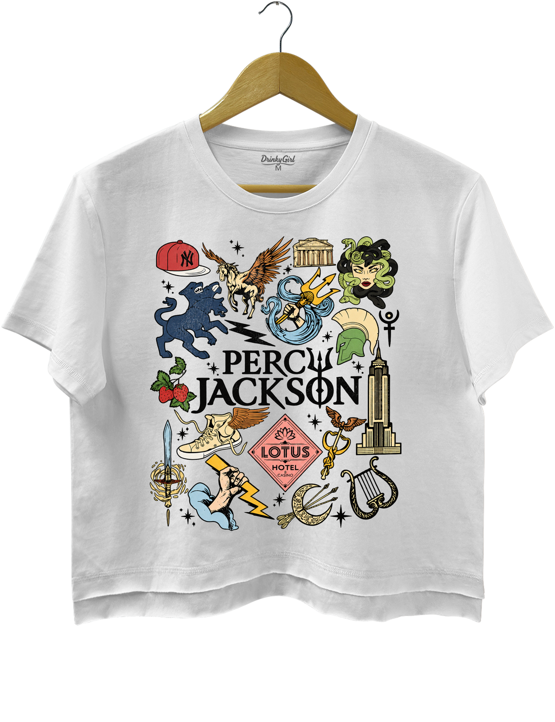 Percy Jackson Olympians Symbols Crop Top - White