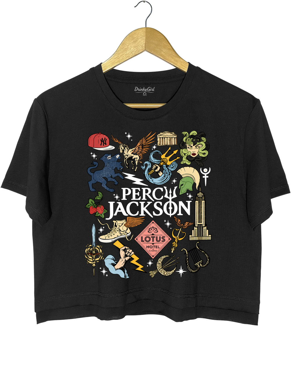 Percy Jackson Olympians Symbols Crop Top - Black