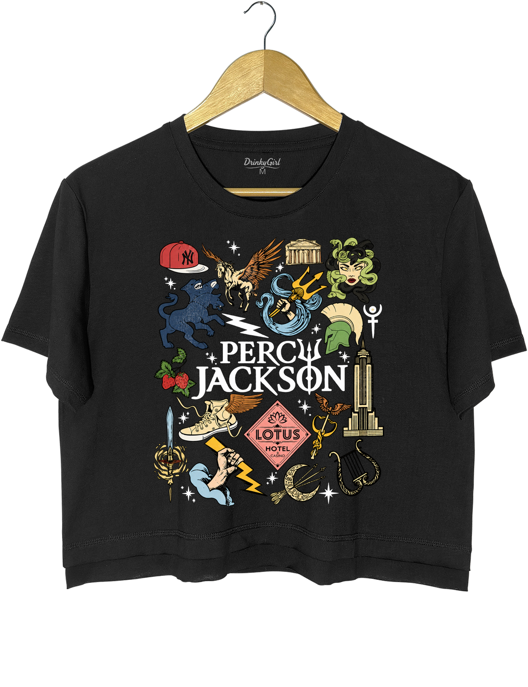 Percy Jackson Olympians Symbols Crop Top - Black