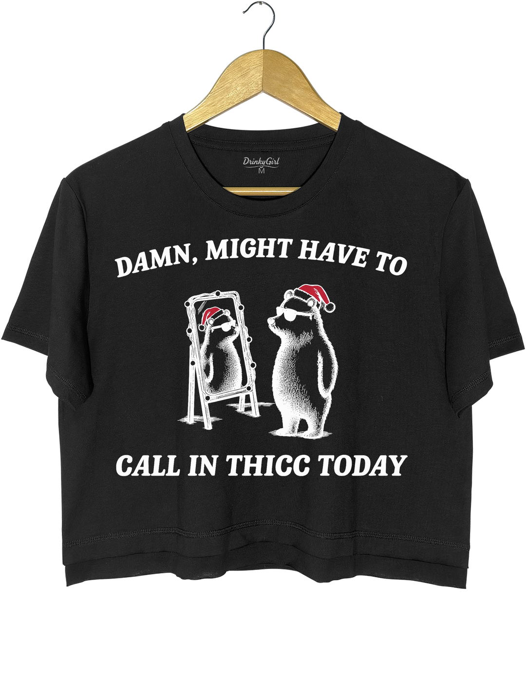 Might Have To Call In Thicc This Christmas Crop Top - Black