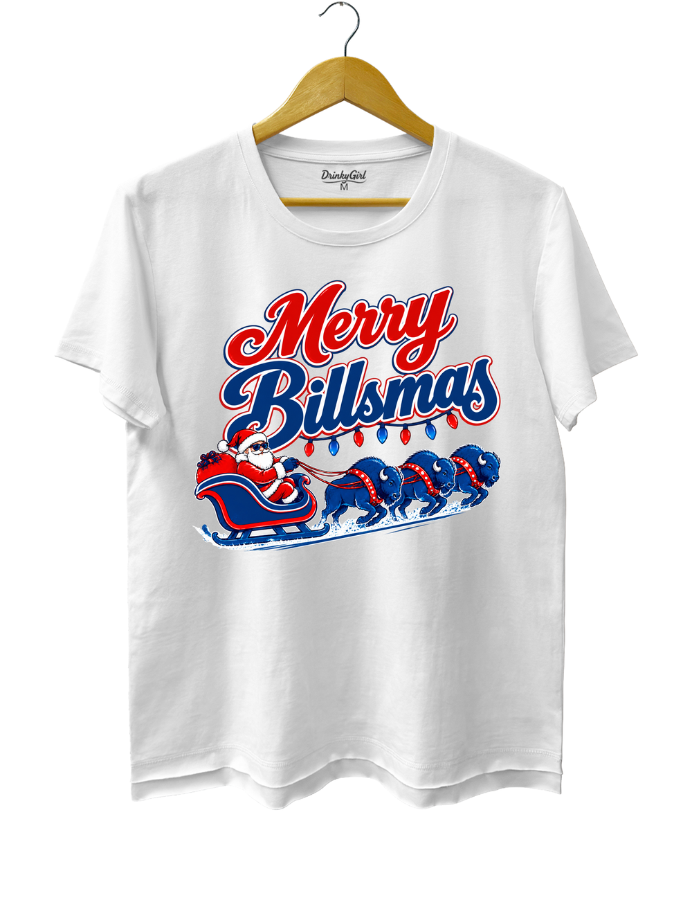 Merry Billsmas Santa Sleigh with Blue Buffalo Tee - White