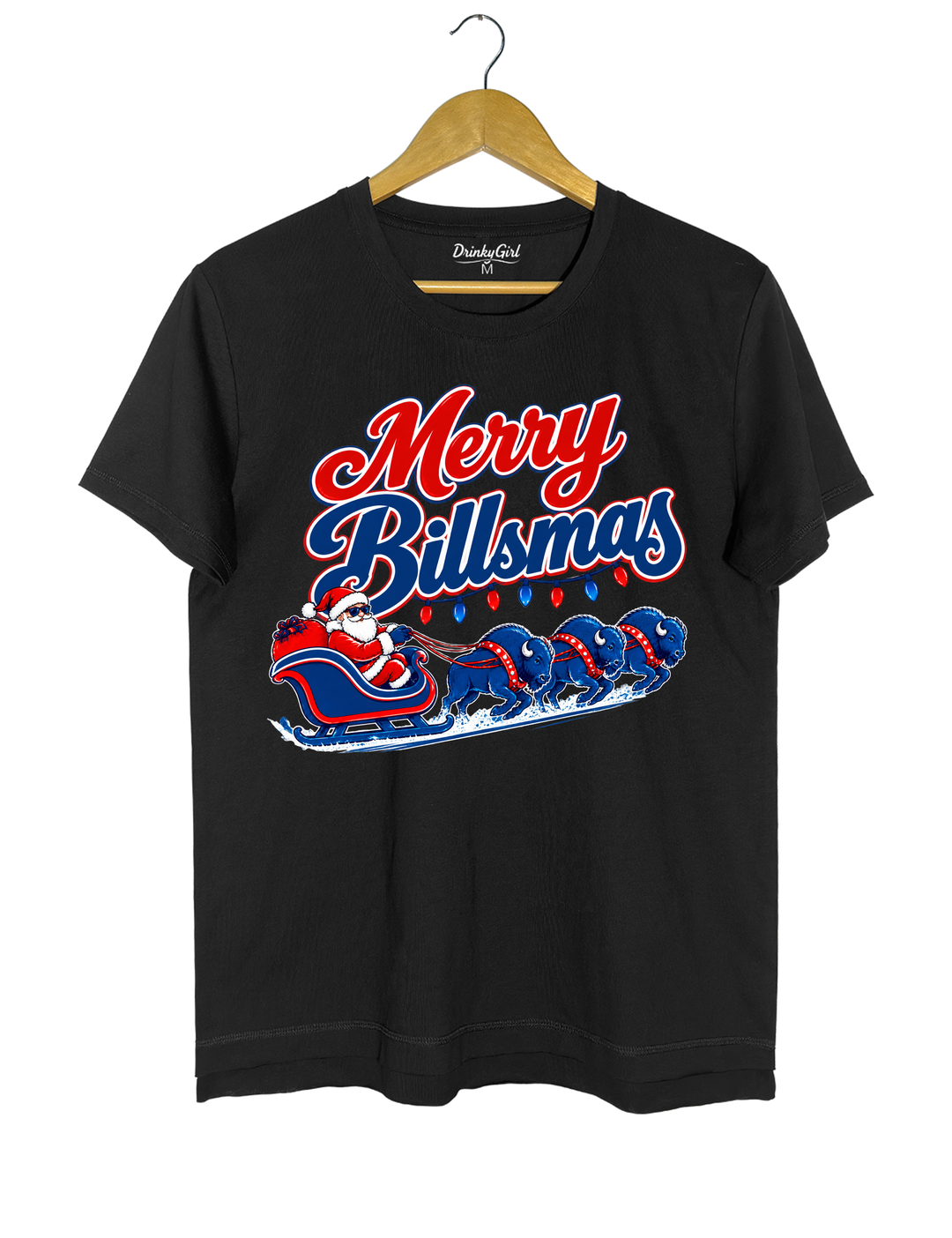Merry Billsmas Santa Sleigh with Blue Buffalo Tee - Black