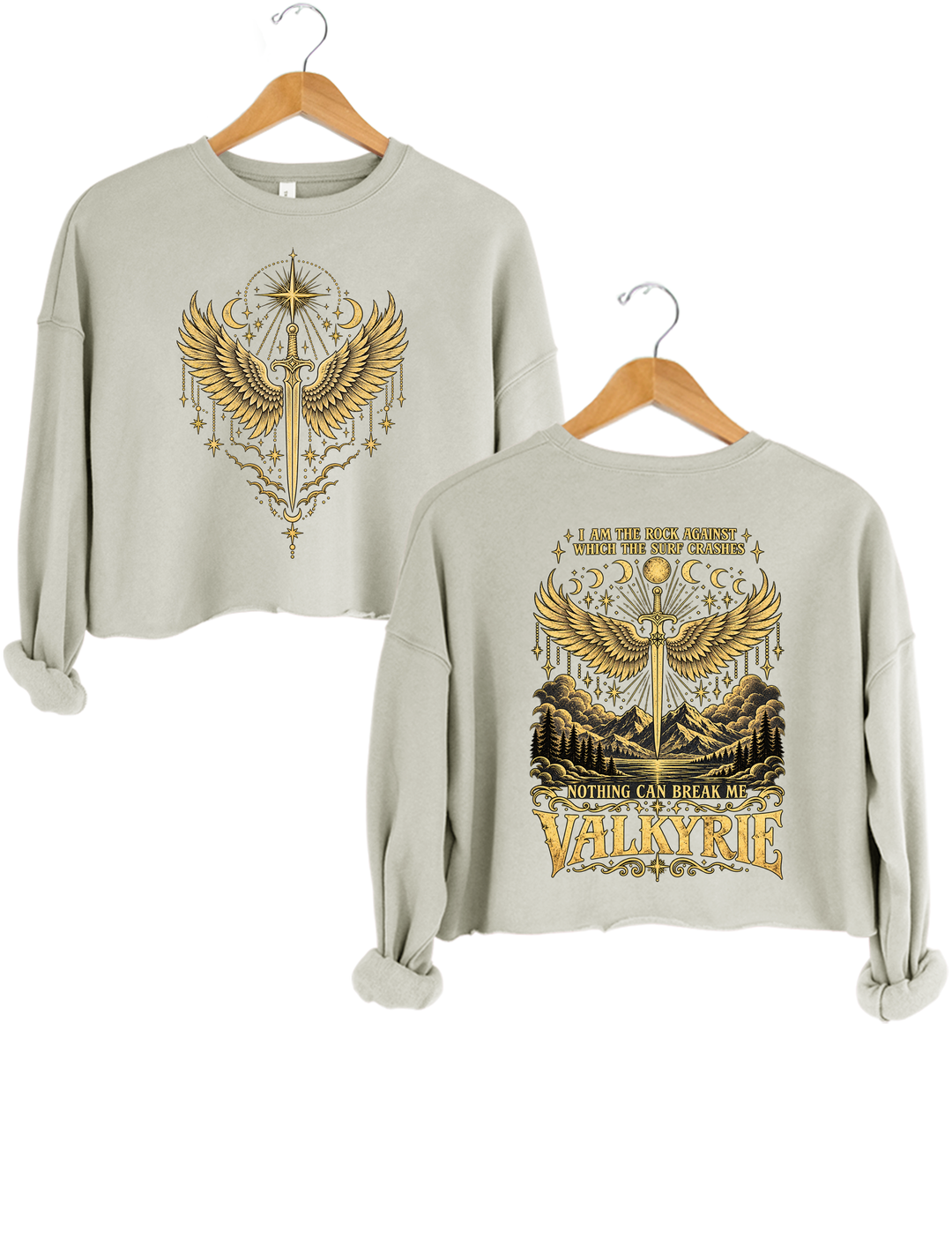 Valkyrie I Am the Rock Nothing Can Break Me Crop Sweatshirt - Gray