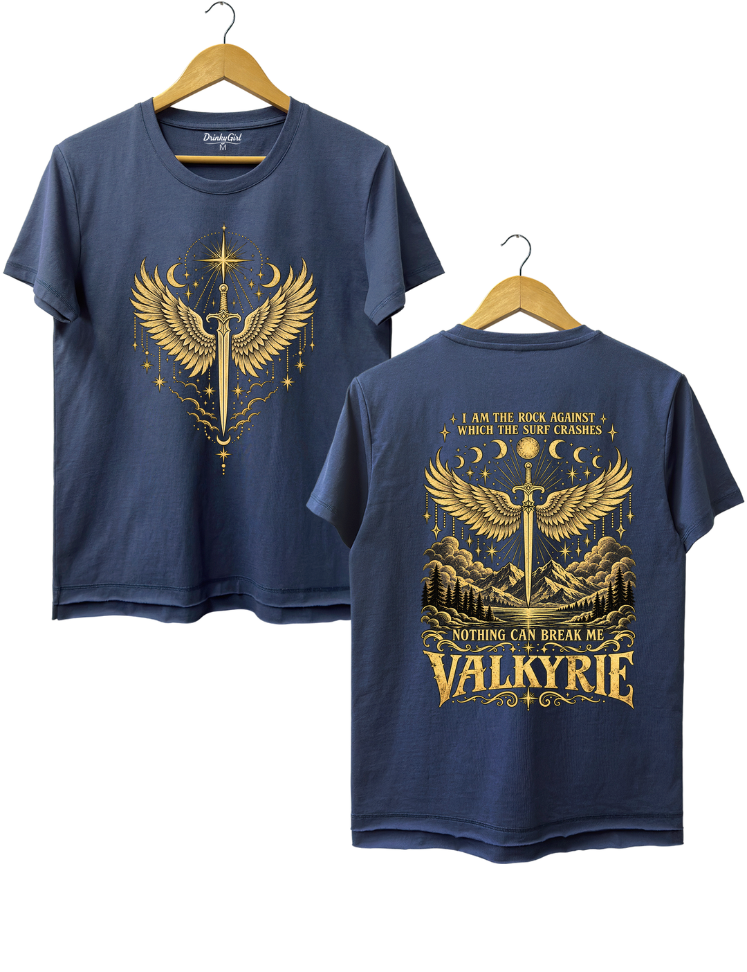 Valkyrie I Am the Rock Nothing Can Break Me Tee - Navy Blue