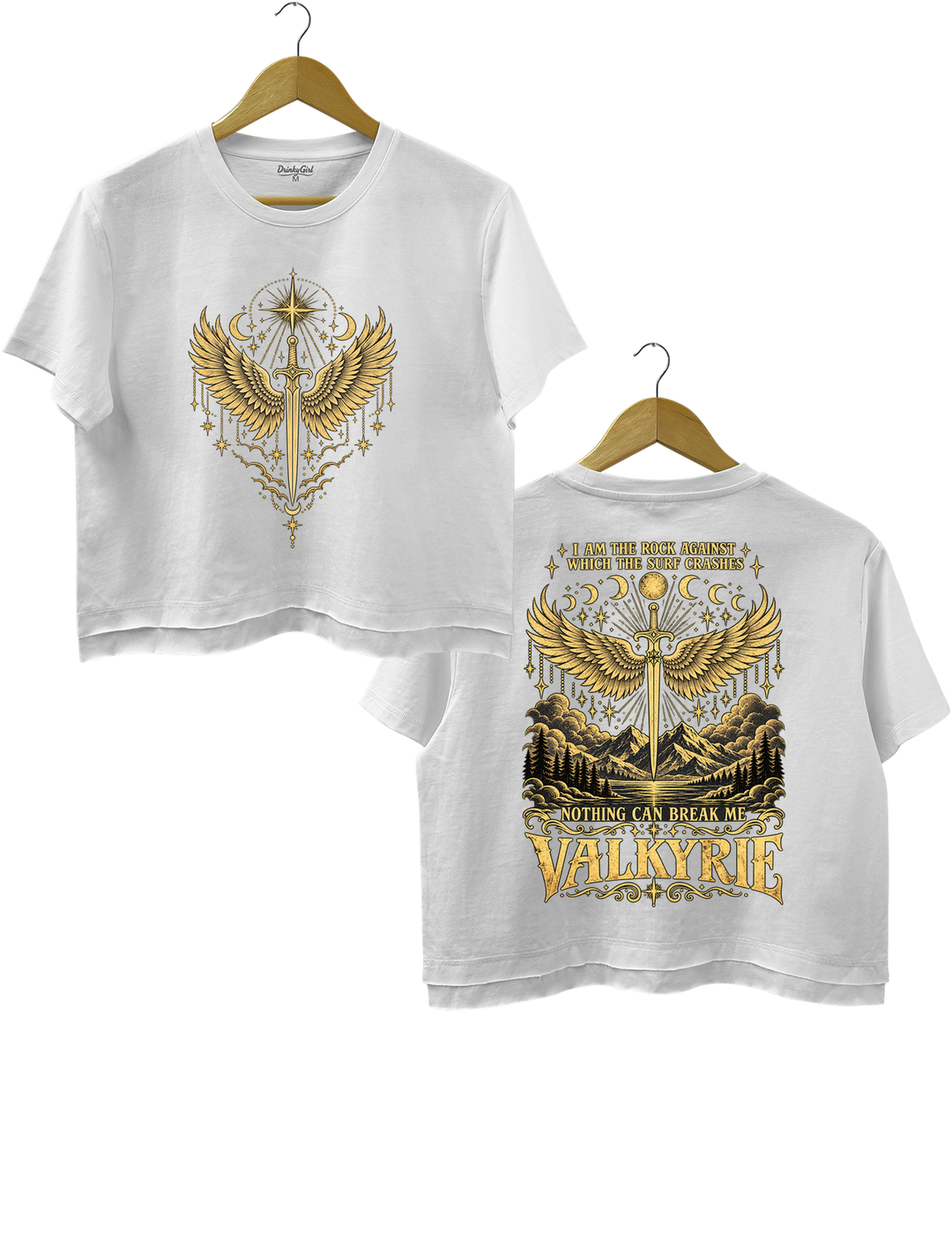 Valkyrie I Am the Rock Nothing Can Break Me Crop Top - White
