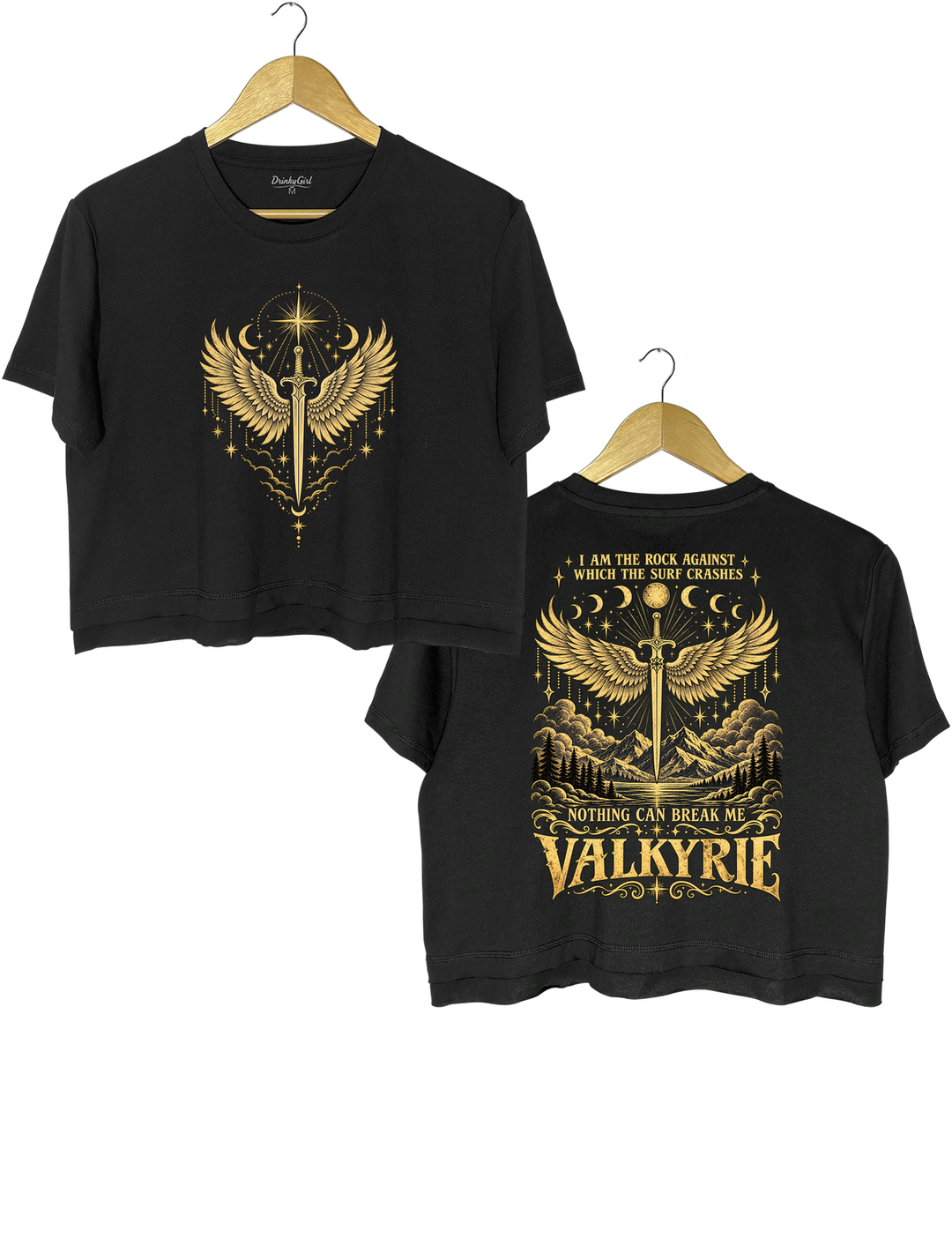 Valkyrie I Am the Rock Nothing Can Break Me Crop Top - Black