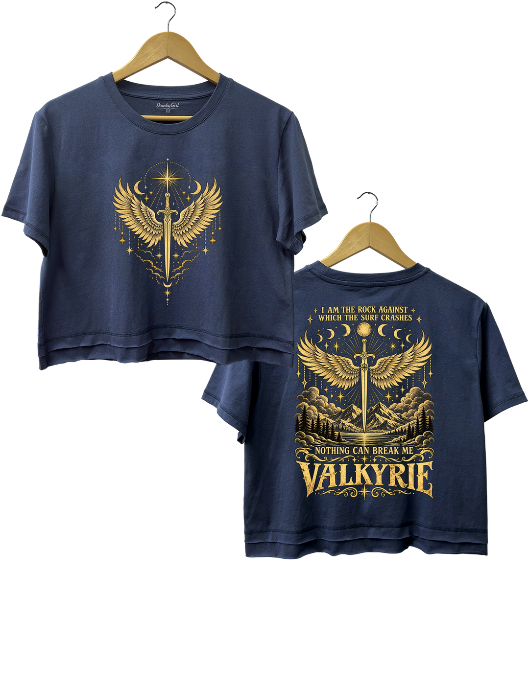 Valkyrie I Am the Rock Nothing Can Break Me Crop Top - Navy Blue