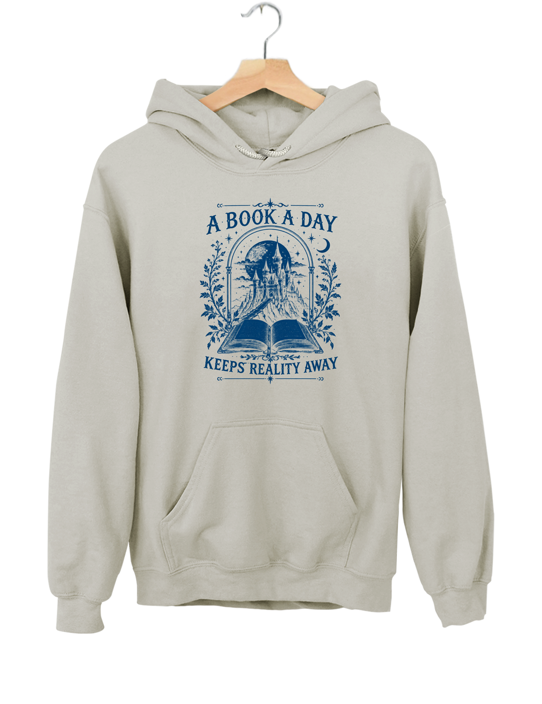 A Book a Day Keeps Reality Away Fantasy Castle Hoodie - Gray