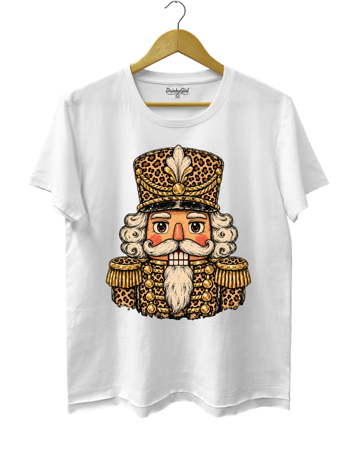 Vintage Leopard Print Nutcracker Soldier Tee - White