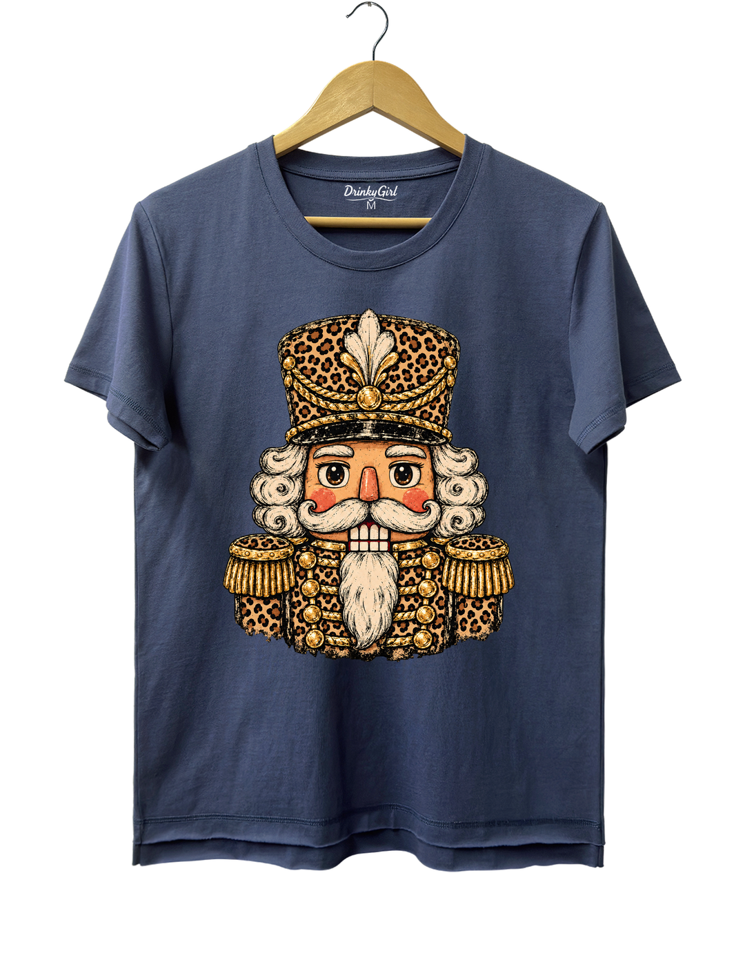 Vintage Leopard Print Nutcracker Soldier Tee - Navy Blue