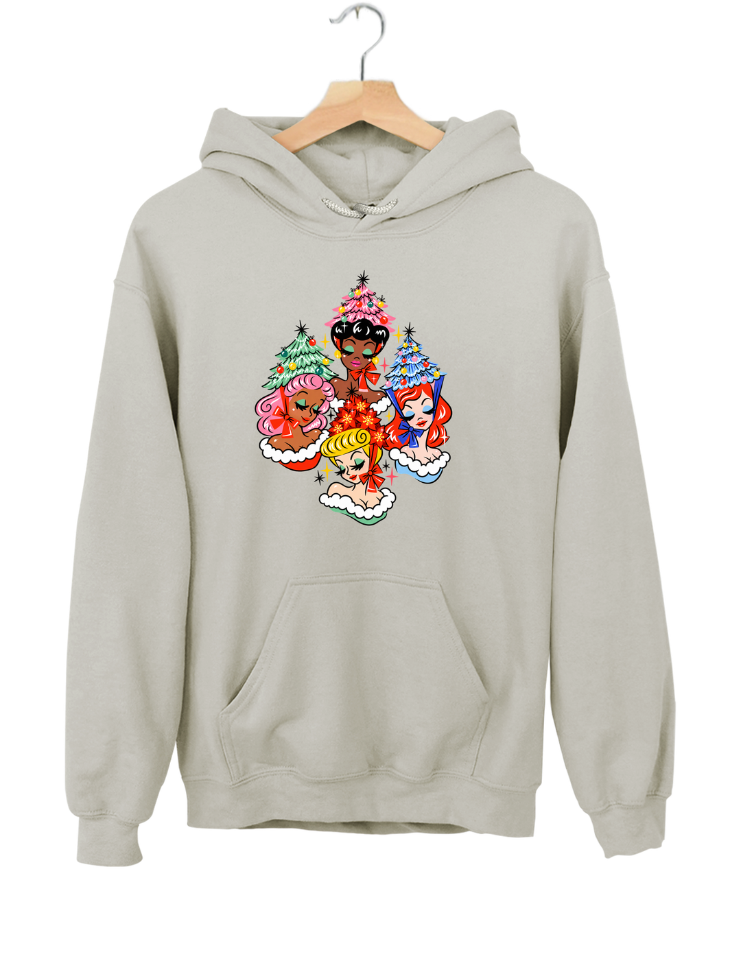 Christmas Glamour Girls Hoodie - Gray