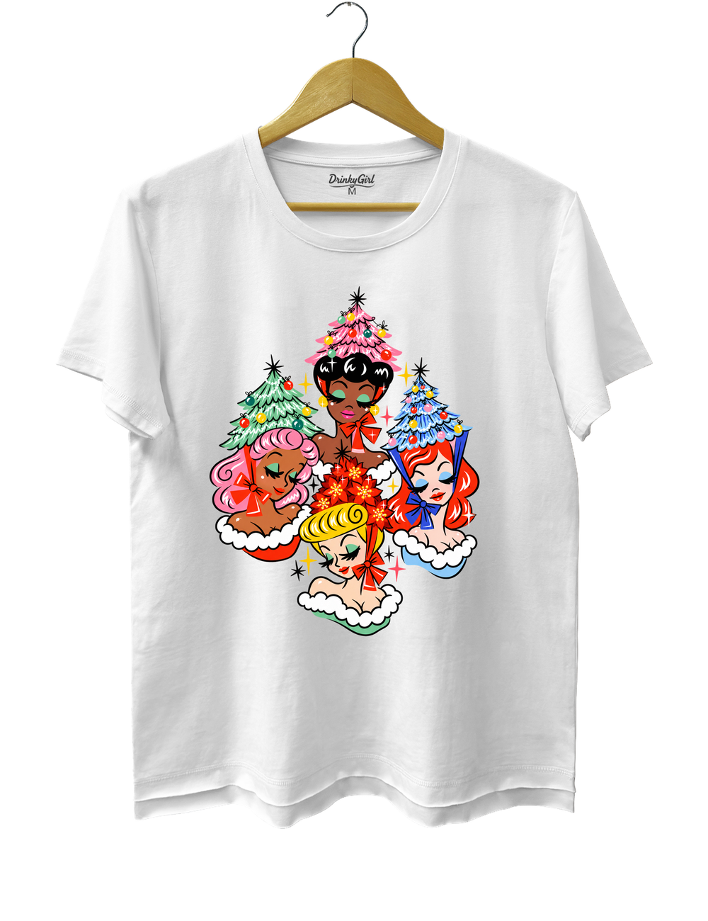 Christmas Glamour Girls Tee - White