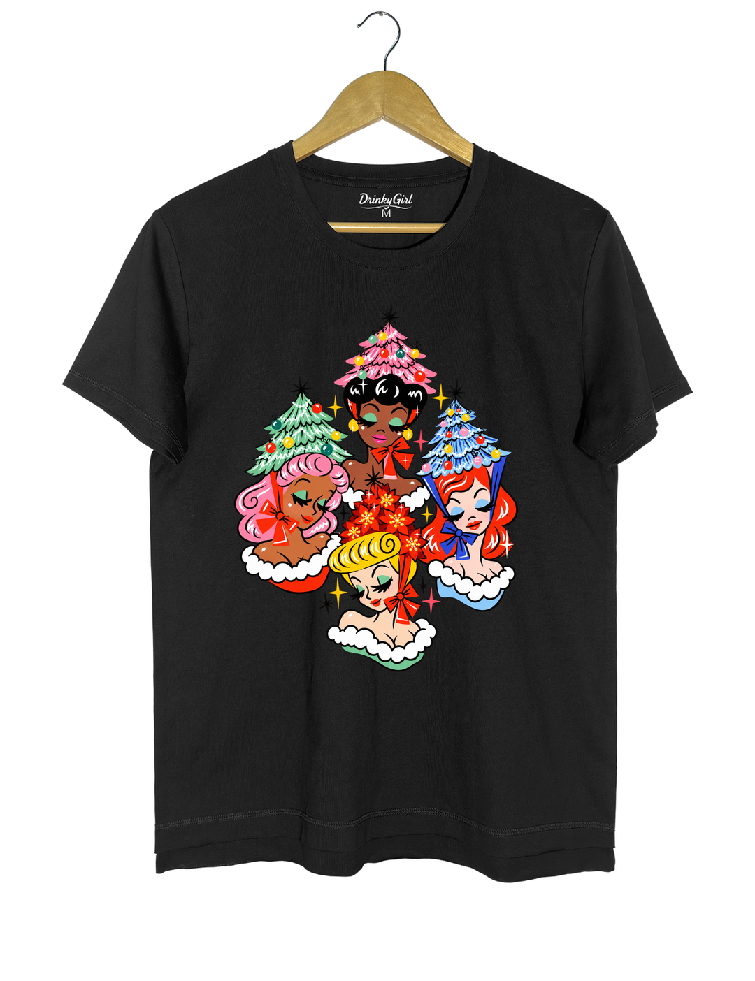Christmas Glamour Girls Tee - Black