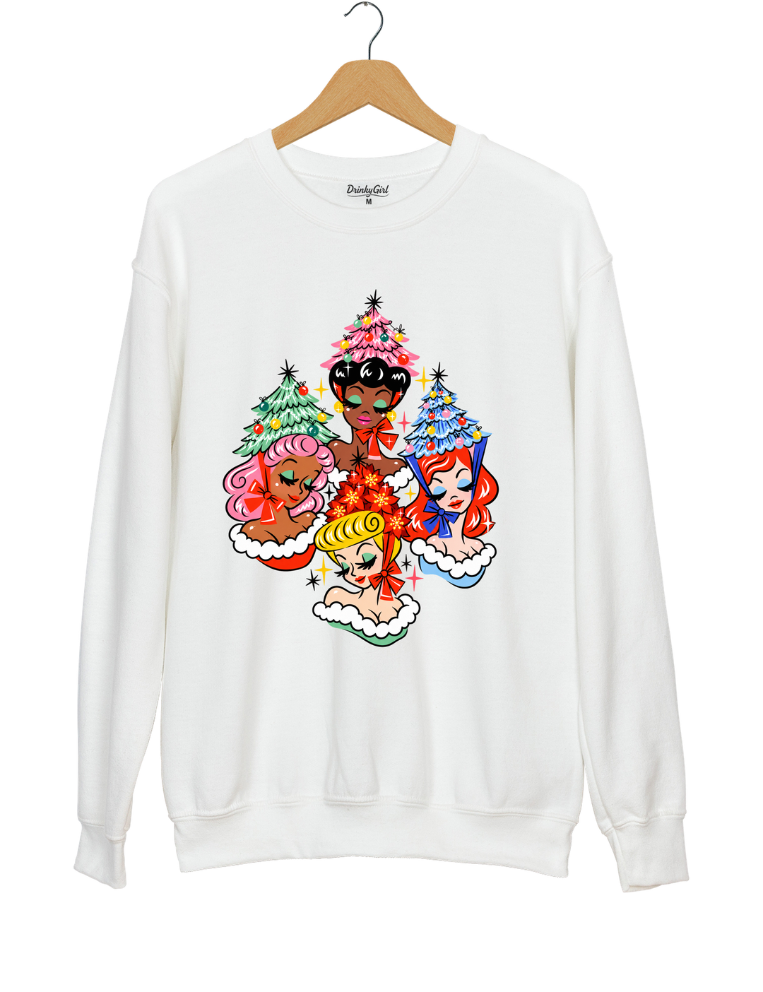 Christmas Glamour Girls Sweatshirt - White