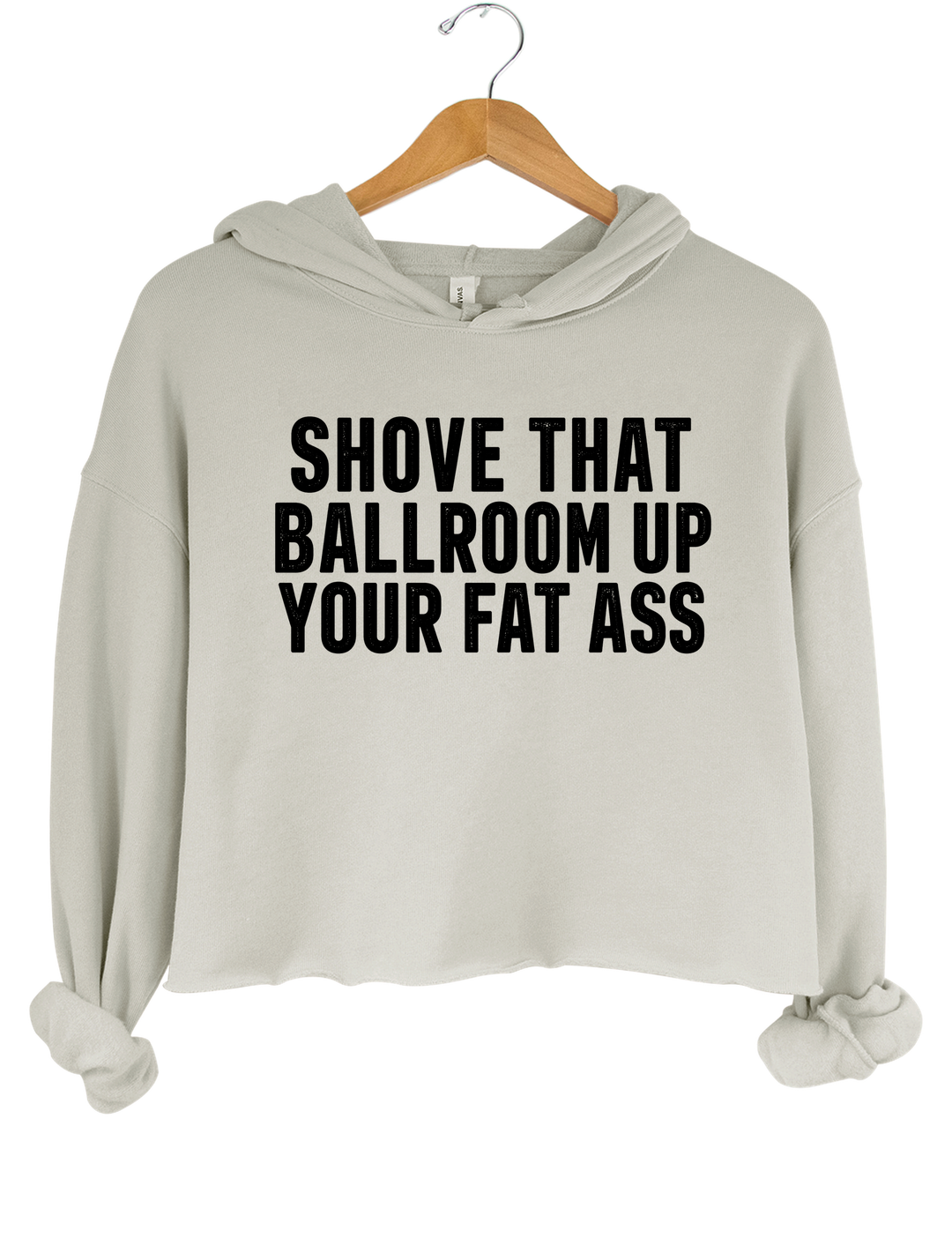 Shove That Ballroom Up Your Fat Ass Crop Hoodie - Gray
