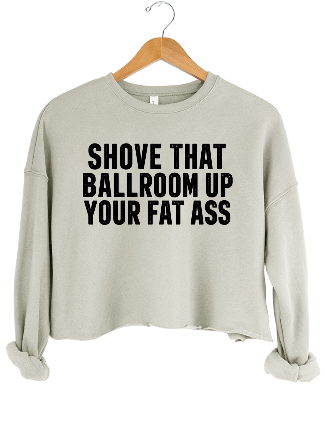 Shove That Ballroom Up Your Fat Ass Crop Sweatshirt - Gray