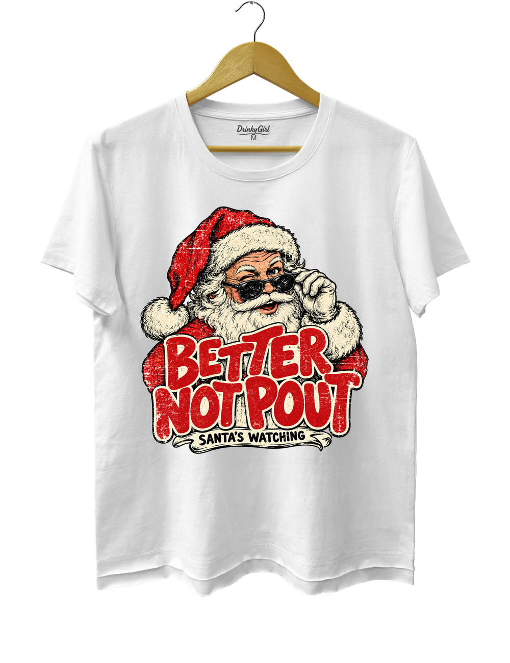 Better Not Pout Santa's Watching Tee - White