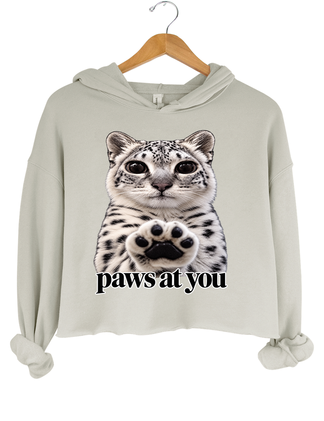 Paws at You Crop Hoodie - Gray