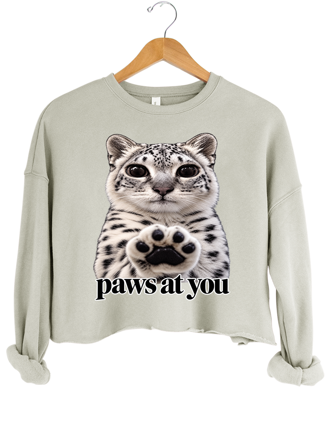Paws at You Crop Sweatshirt - Gray