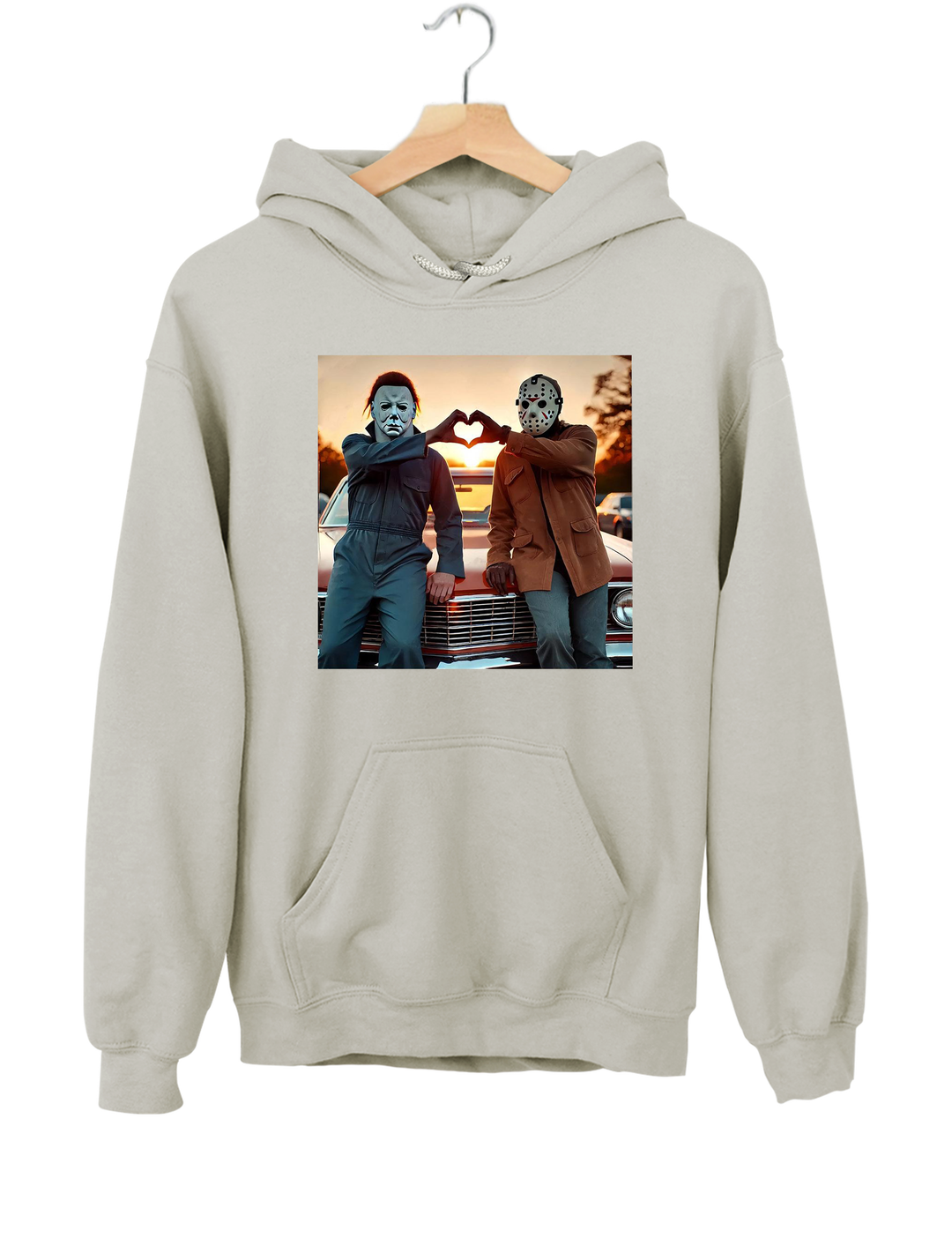 Jason and Michael Halloween Heart Hands Hoodie
