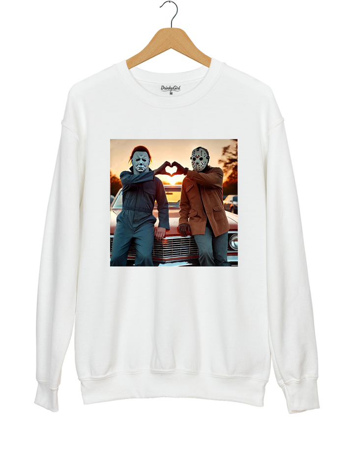 Jason and Michael Halloween Heart Hands Sweatshirt