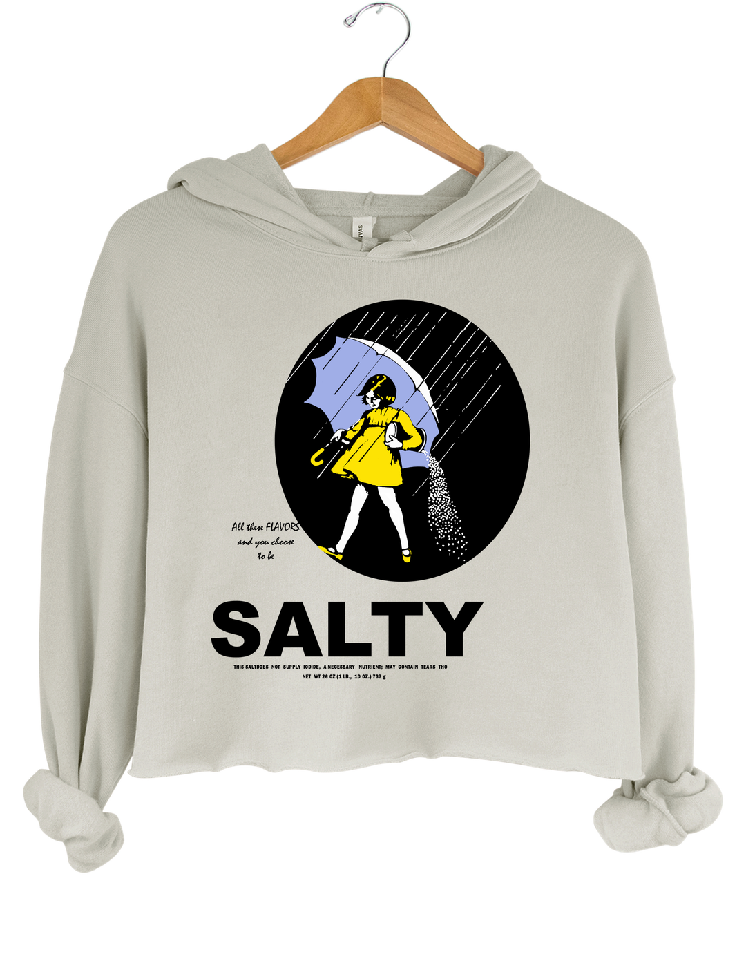 Salty Girl Crop Hoodie - Gray