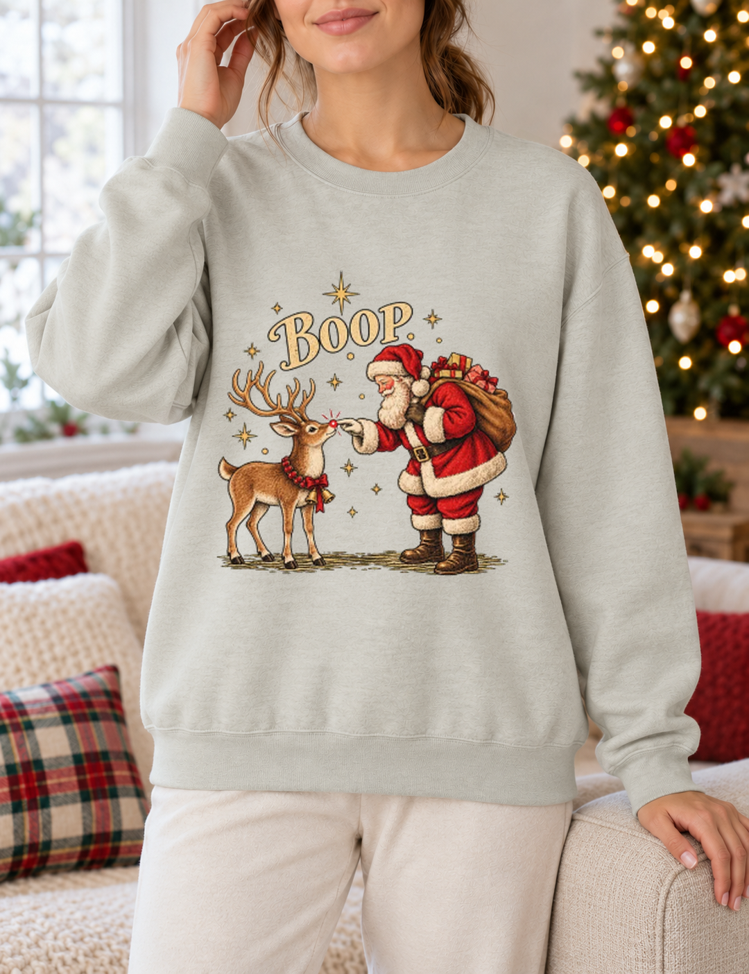 Boop Vintage Santa Claus and Red Nosed Reindeer Sweatshirt