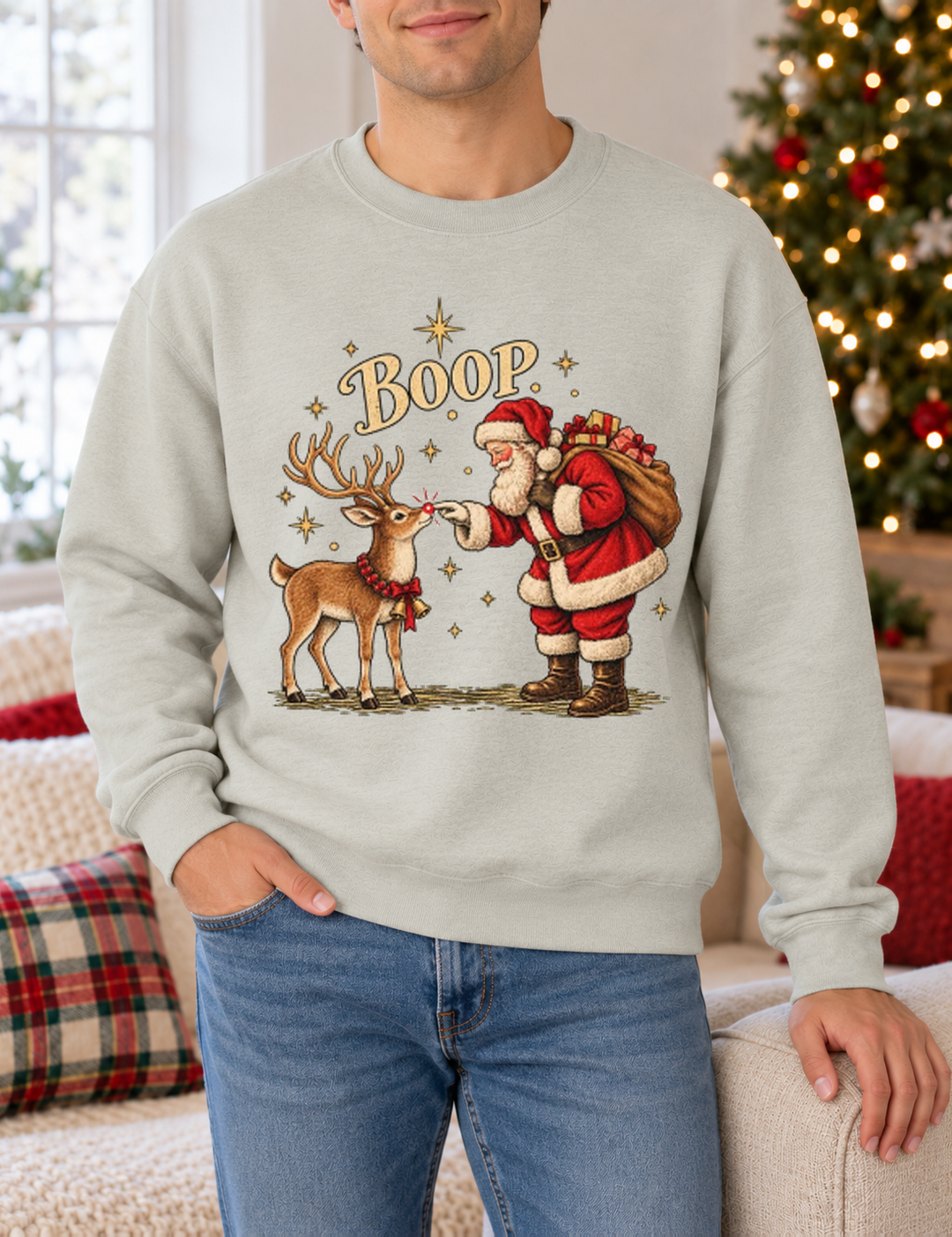 Boop Vintage Santa Claus and Red Nosed Reindeer Sweatshirt