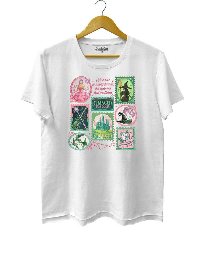 Wizard Defying Gravity Retro Pink Green Musical Tee